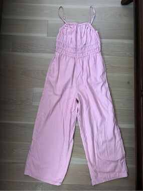 Old Navy Light Pink Smocked Waist Wide-Leg Jumpsuit